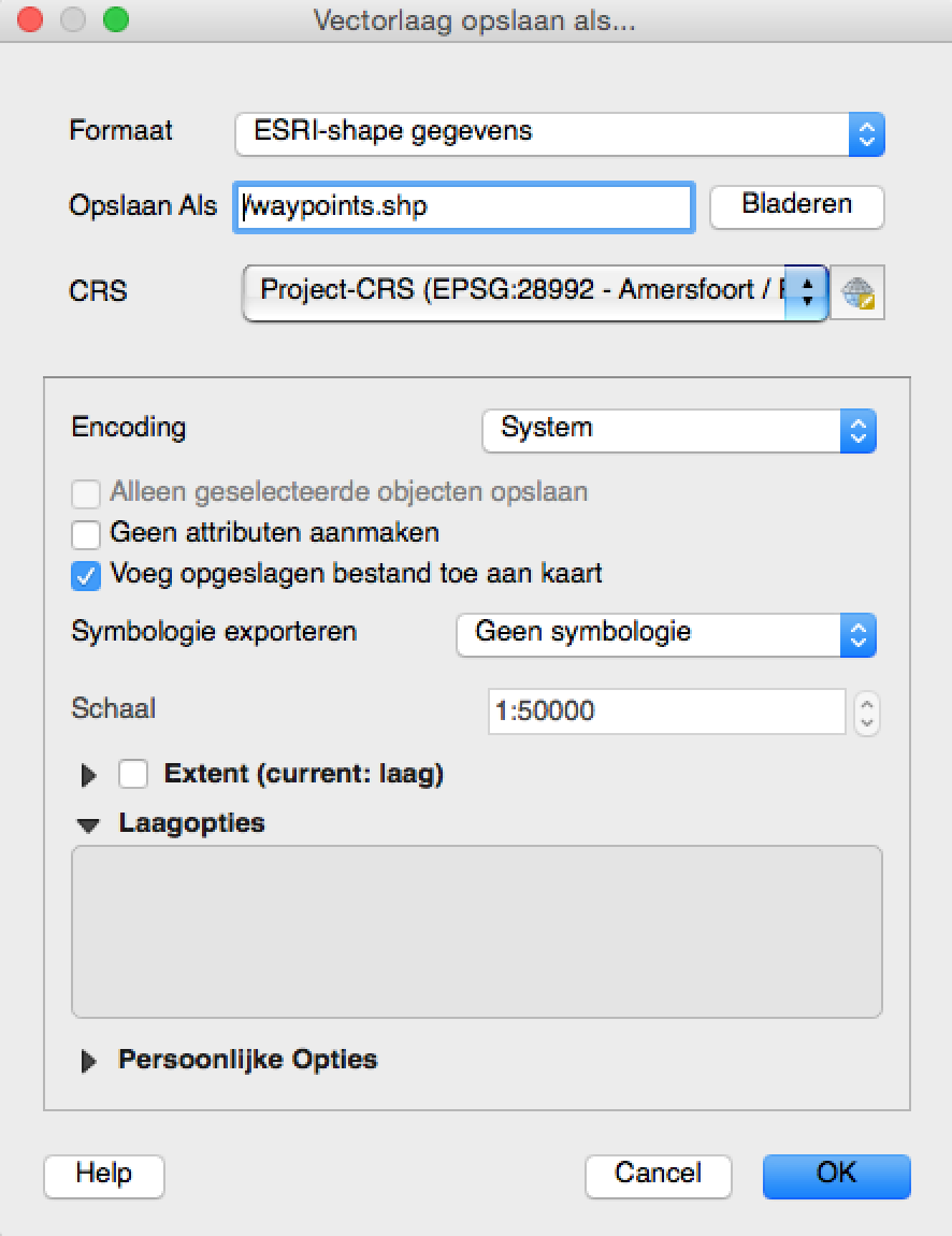 Selecteer GPX lagen